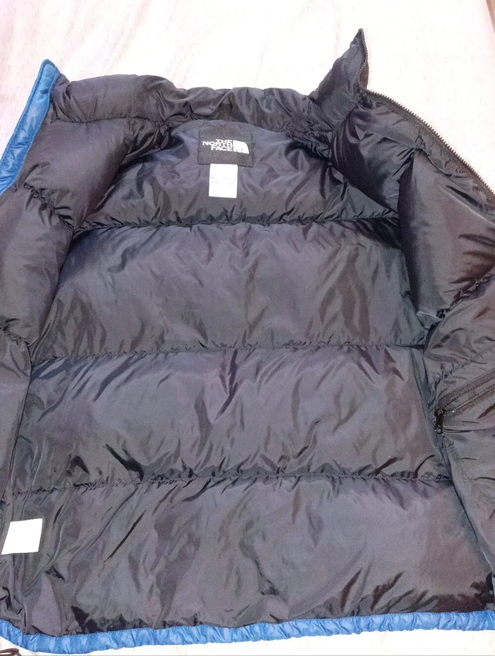 Vintage Men's North Face Nuptse 700 Fill Down Vest, Cobalt Blue/Black Size XXL